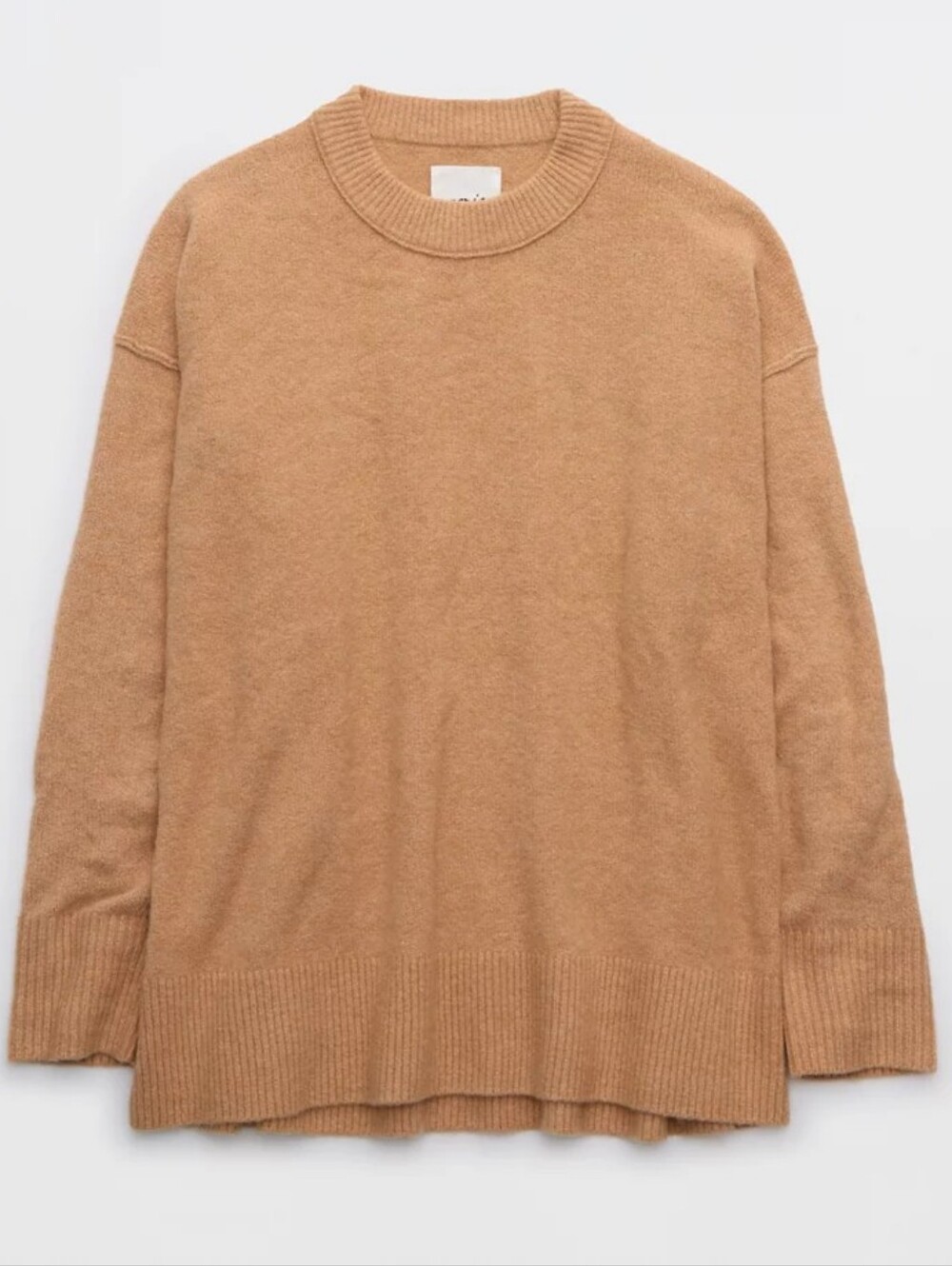 Aerie unREAL Sweater Oversized Pullover Camel Tan Small